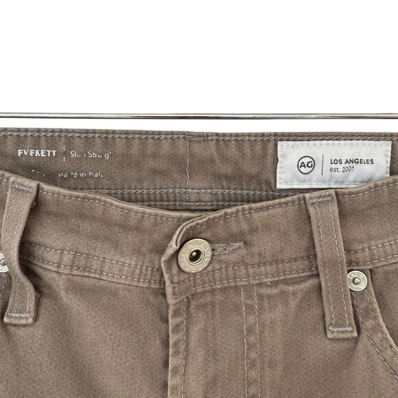 Men's AG Everett‎ Sueded Stretch Sateen Slim Straight Pants | 31x32 | Stone - Picture 3 of 6